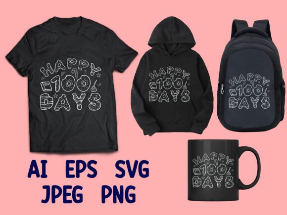 Happy 100 Days School T-Shirt Design