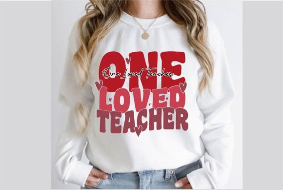 One Loved Teacher Retro Design Graphics