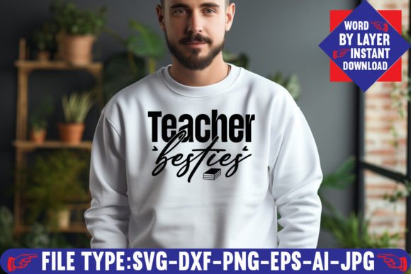 Teacher Besties Svg Design Graphics